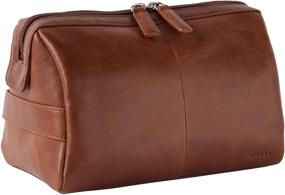 img 3 attached to 🧳 AULIV Full Grain Leather Toiletry Bag for Men (Dopp Kit) - Ideal Travel Organizer & Case, Packed for Gifting in Dark Tan