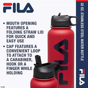 img 1 attached to 💧 FILA Accessories Water Bottle 32 oz - Stainless Steel Wide Mouth Straw Lid: Hydrate in Style!