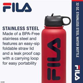 img 3 attached to 💧 FILA Accessories Water Bottle 32 oz - Stainless Steel Wide Mouth Straw Lid: Hydrate in Style!