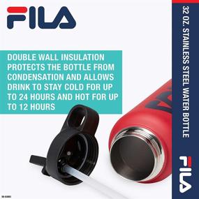 img 2 attached to 💧 FILA Accessories Water Bottle 32 oz - Stainless Steel Wide Mouth Straw Lid: Hydrate in Style!