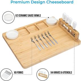 img 1 attached to 🧀 Smirly Cheese Board and Knife Set: The Ultimate Charcuterie and Cheese Platter Experience with Bamboo Cutlery Tray Set