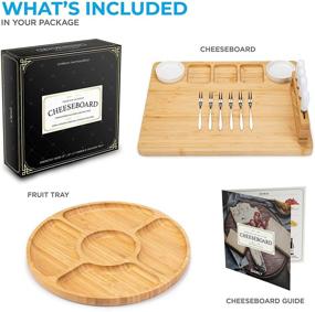 img 3 attached to 🧀 Smirly Cheese Board and Knife Set: The Ultimate Charcuterie and Cheese Platter Experience with Bamboo Cutlery Tray Set