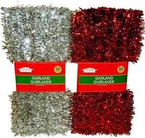 img 1 attached to 🎄 Sparkling Christmas Decor - 50 ft. Tinsel Garlands in Red & Silver (Set of 2)