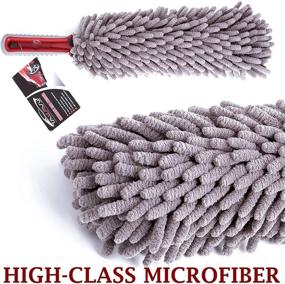 img 1 attached to Microfiber Interior Car Detail Duster with Free Towel - 360° Fingers - Lint Free - Unbreakable Comfort Handle - Ideal for Car and Home Interior - Top Auto Accessories