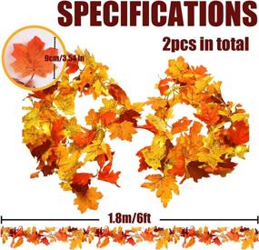 img 3 attached to Vibrant Fall Maple Leaves String Lights - 2 Pack, 5.9ft Lighted Garland for Thanksgiving Decor, Indoor/Outdoor Autumn Home Party Lights