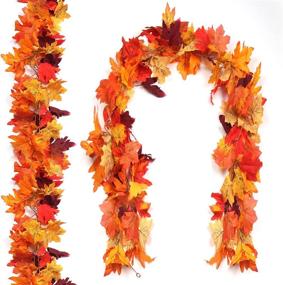 img 4 attached to Vibrant Fall Maple Leaves String Lights - 2 Pack, 5.9ft Lighted Garland for Thanksgiving Decor, Indoor/Outdoor Autumn Home Party Lights