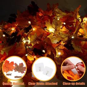 img 1 attached to Vibrant Fall Maple Leaves String Lights - 2 Pack, 5.9ft Lighted Garland for Thanksgiving Decor, Indoor/Outdoor Autumn Home Party Lights