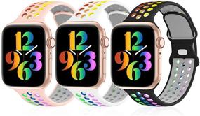 img 4 attached to 🌈 IWabcertoo 3 Pack Sport Bands - Compatible with Apple Watch Bands 38mm 40mm 41mm 42mm 44mm 45mm - Breathable Soft Silicone Sport Wristbands Replacement Strap - Compatible with iWatch Series SE/6/5/4/3/2/1/7 - for Women and Men