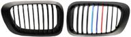 🔳 syneticusa matte black front kidney grille grill 2pcs for 1998-2002 e46 3-series 2 door coupe in m color - fits 1999 2000 2001 logo