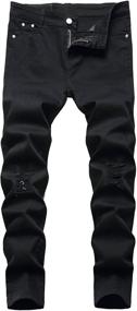 img 4 attached to Stylish Ripped Distressed Stretch Skinny Jeans for Boys' Fashion Clothing