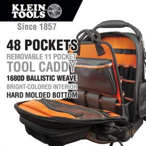 img 3 attached to 🎒 Klein Tools 55485 Tool Bag Backpack - Durable Electrician Backpack with 48 Pockets, Waterproof Bottom & Removable Tool Carrier for Hand Tools