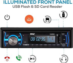 img 3 attached to Pyle PLMRB29B: Морская стереорадиосистема с Bluetooth - одинарный DIN-ресивер для судов с встроенным микрофоном, ЖК-дисплеем, аудиовыходами RCA, поддержкой MP3, USB, SD, AM FM-радио - черный.