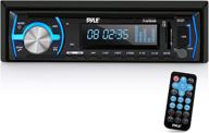 pyle plmrb29b: marine bluetooth stereo radio - single din boat in-dash receiver with built-in mic, lcd display, rca, mp3, usb, sd, am fm radio - black logo