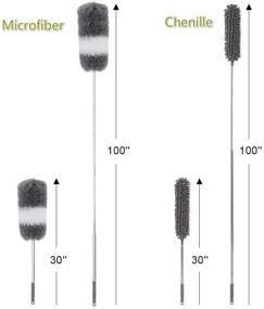 img 2 attached to 🧹 Telescoping Microfiber Duster: 100" Stainless Steel Extension Pole - Detachable, Washable, Bendable - Ultimate Cleaner for Ceiling Fan, Lamps, Chandelier, Blind, Wall, Cobweb, Car