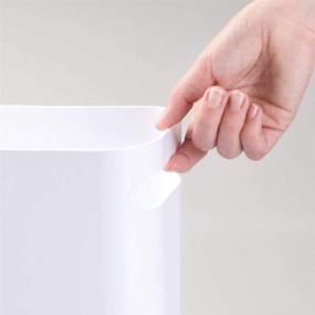 img 1 attached to mDesign Slim Plastic Rectangular Large Trash Can Wastebasket - 2 Pack White, 12" High, Shatter-Resistant - Perfect for Bathroom, Kitchen, Home Office, Dorm, Kids Room - Convenient Handles Included