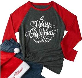 img 4 attached to 🎄 Festive Reindeer Merry Christmas Tree Long Sleeve Baseball T-Shirt for Women - Funny Holiday Tops