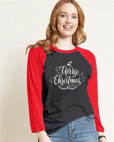 img 1 attached to 🎄 Festive Reindeer Merry Christmas Tree Long Sleeve Baseball T-Shirt for Women - Funny Holiday Tops