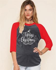 img 2 attached to 🎄 Festive Reindeer Merry Christmas Tree Long Sleeve Baseball T-Shirt for Women - Funny Holiday Tops