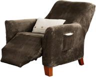 🪑 premium velvet plush stretch recliner slipcover - elegant walnut brown furniture protector with high stretch and soft anti-slip grip logo