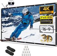 100-inch 16:9 4k hd foldable anti-crease portable projector screen for home theater, outdoor & indoor use - supports double sided projection logo