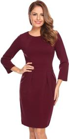 img 3 attached to 👗 ACEVOG Women's Work Dress - Retro Bodycon Pencil Dress for Official Wear, 3/4 Sleeve, Business & Party Dress