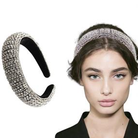 img 4 attached to 💎 Sparkling Rhinestone Crystal Diamond Headband: Fashionable Handmade Wide Hair Hoops Embellished with Beads, Bling Hairband Hair Accessories for Women