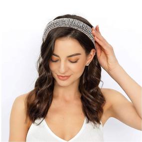 img 1 attached to 💎 Sparkling Rhinestone Crystal Diamond Headband: Fashionable Handmade Wide Hair Hoops Embellished with Beads, Bling Hairband Hair Accessories for Women