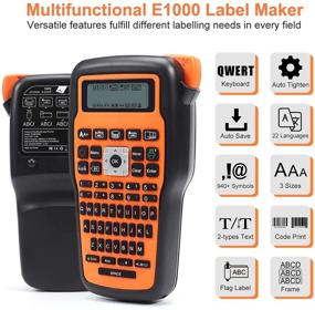 img 1 attached to 🏭 Efficient Industrial Label Maker Printer, MarkDomain E1000 Label Machine with QWERTY Keyboard, Barcode Printing, and Multiple Symbols - Ideal for Industrial Labeling Jobs, Orange Color