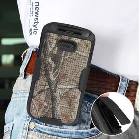 img 1 attached to Alcatel Smartflip/Go Flip 3 Case with Clip – Nakedcellphone [Outdoor Camouflage], Real Woods Tree Leaf Camo Cover with Belt Hip Holster Holder for Alcatel Go Flip 3 and Smartflip Phone (2019)