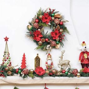 img 2 attached to 🎄 Valery Madelyn Pre-Lit 6ft Christmas Garland with Ball Ornaments - Festive Red, Green, and Gold Decor for Front Door, Window, Fireplace Mantle Xmas Décor - Battery Operated with 20 LED Lights