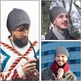 img 3 attached to 🧢 OMECHY Mens Winter Warm Knitting Hat: Plain Skull Beanie Cuff Toboggan Knit Cap for Ultimate Warmth