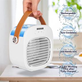 img 3 attached to 🌬️ Portable Personal Air Cooler with Icebox: 3 Speeds, White - Ideal for Room, Office, Dorm, and Outdoor Use