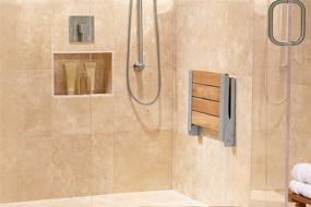 img 2 attached to 🚿 Moen DN7110 Folding Teak Wood Aluminum Wall Mounted Shower Seat with Chrome Finish - Home Care