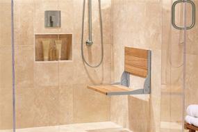 img 3 attached to 🚿 Moen DN7110 Folding Teak Wood Aluminum Wall Mounted Shower Seat with Chrome Finish - Home Care