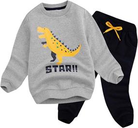 img 4 attached to BomDeals Cartoon Dinosaur Printed Outfits Boys' Clothing ~ Clothing Sets