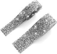 sparkling crystal rhinestone ribbon: self-adhesive bling wrap for wedding cakes and crafts - 2 rolls, 2 sizes (silver/clear)! logo