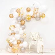🎉 organic diy party decorations: junibel balloon arch & garland kit in pearl white, chrome gold confetti, and silver with adhesive dots and decorating strip - ideal for holiday, wedding, baby shower, graduation, anniversary celebrations logo