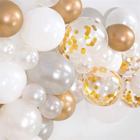 img 2 attached to 🎉 Organic DIY Party Decorations: Junibel Balloon Arch & Garland Kit in Pearl White, Chrome Gold Confetti, and Silver with Adhesive Dots and Decorating Strip - Ideal for Holiday, Wedding, Baby Shower, Graduation, Anniversary Celebrations