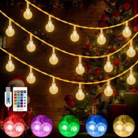 img 4 attached to 🎄 Ollny Christmas Lights Outdoor, 49FT String Twinkle Globe Fairy Lights, 100 LED Indoor String Lights for Bedroom - USB Powered with Remote Control - Ideal for Xmas, Outdoor Decor, Wedding (Warm White & 16 Colors)