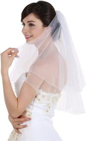 img 4 attached to 💎 Enchanting 2T 2 Tier Pencil Edge Veil with Scattered Rhinestones – Perfect for Bridal Wedding Glamour!