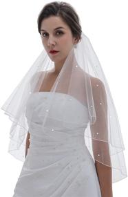 img 3 attached to 💎 Enchanting 2T 2 Tier Pencil Edge Veil with Scattered Rhinestones – Perfect for Bridal Wedding Glamour!