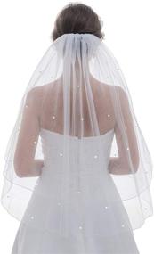 img 2 attached to 💎 Enchanting 2T 2 Tier Pencil Edge Veil with Scattered Rhinestones – Perfect for Bridal Wedding Glamour!