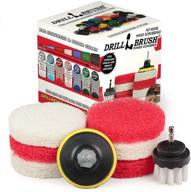 complete bathroom cleaning supplies: scouring pad kit, grout cleaner, scrub pads, shower cleaner, bathtub & tile care, bath mat, sink scrubber, shower door & glass cleaner logo