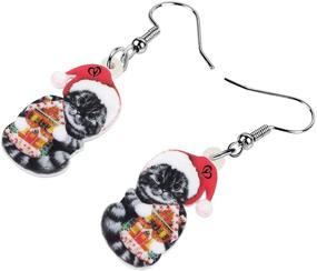 img 2 attached to Bonsny Acrylic Christmas Earrings Jewelry Girls' Jewelry