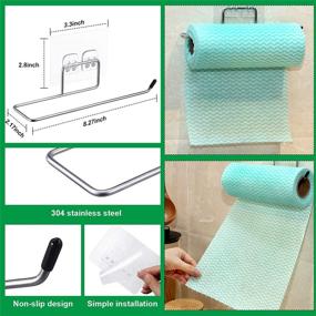 img 3 attached to Colorful Reusable Cleaning Cloths - 200 Sheets on 🌈 Self-Adhesive Paper Cloth Roll Holder for Kitchen and Office (4 Rolls)