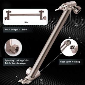 img 1 attached to Enhance Your Shower Experience with High Pressure Stainless Steel Square Rain Shower Head - Adjustable Extension Arm and Ultra-Thin Design (12 Inch, Brushed Nickel)