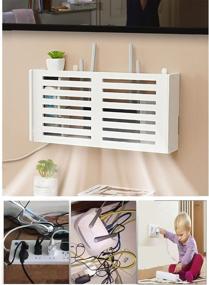 img 3 attached to 🔌 Organize and Optimize: Noviko Multi-Function Wall Mount Storage Rack for WiFi Router, Modem, Cable, Power Plug, and Wire Storage