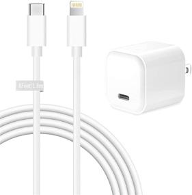 img 4 attached to 🔌 Быстрая зарядка iPhone высокой скорости с официальной сертификацией Apple MFi 20 Вт USB C адаптер и кабель Lightning длиной 6 футов для iPhone 13 12 11 Pro XS Max XR X 8 7 6 6s Plus SE, iPad Pro Air Mini, iPod, Airpods