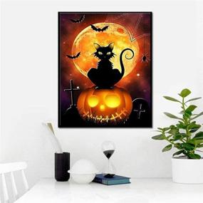 img 3 attached to 🎃 Комплект для творчества на Хэллоуин по номерам: Страшная котка и тыква TINDAY для украшения дома - Холст 16x20 дюймов