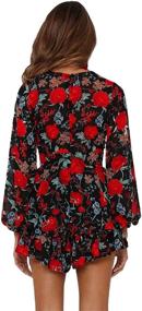 img 2 attached to Womens V Neck Floral Sleeves Rompers Women's Clothing and Jumpsuits, Rompers & Overalls